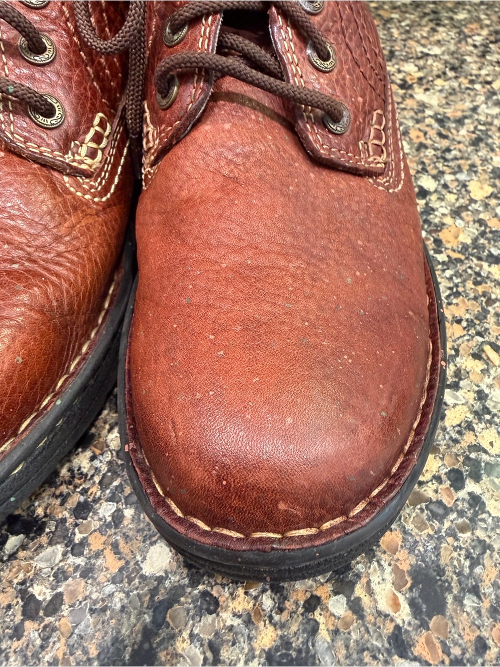 Ariat ladies 7.5 Brown Leather Lace-Up Work Boots - Picture 4 of 11
